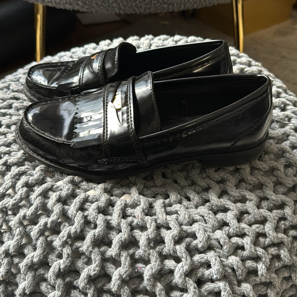 ZARA women black classic METAL TRIM FLAT LOAFERS size 39 (size 8) - Picture 5 of 7